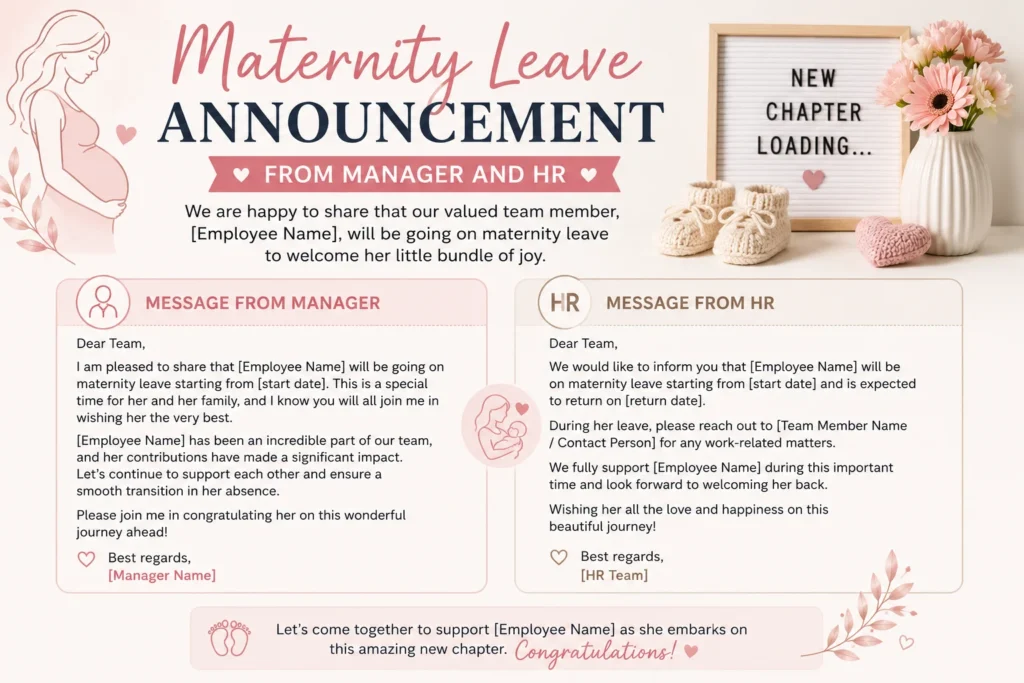 Maternity Leave Announcement from Manager and HR