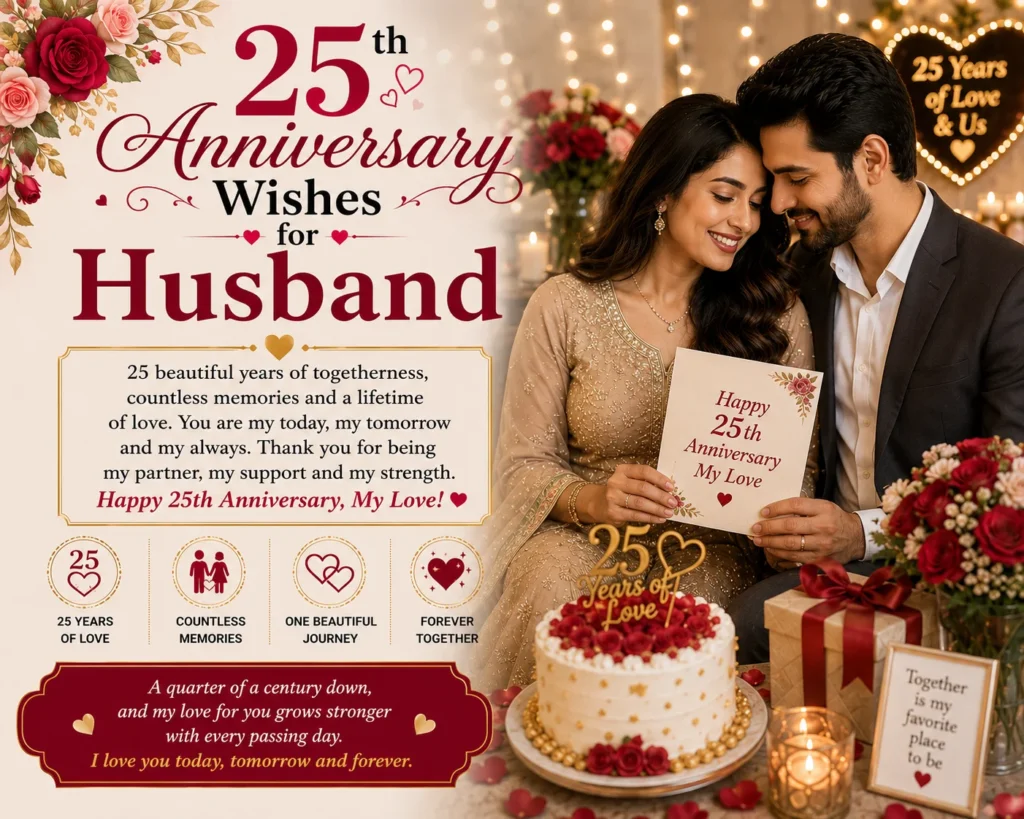 25th Anniversary Wishes for Husband