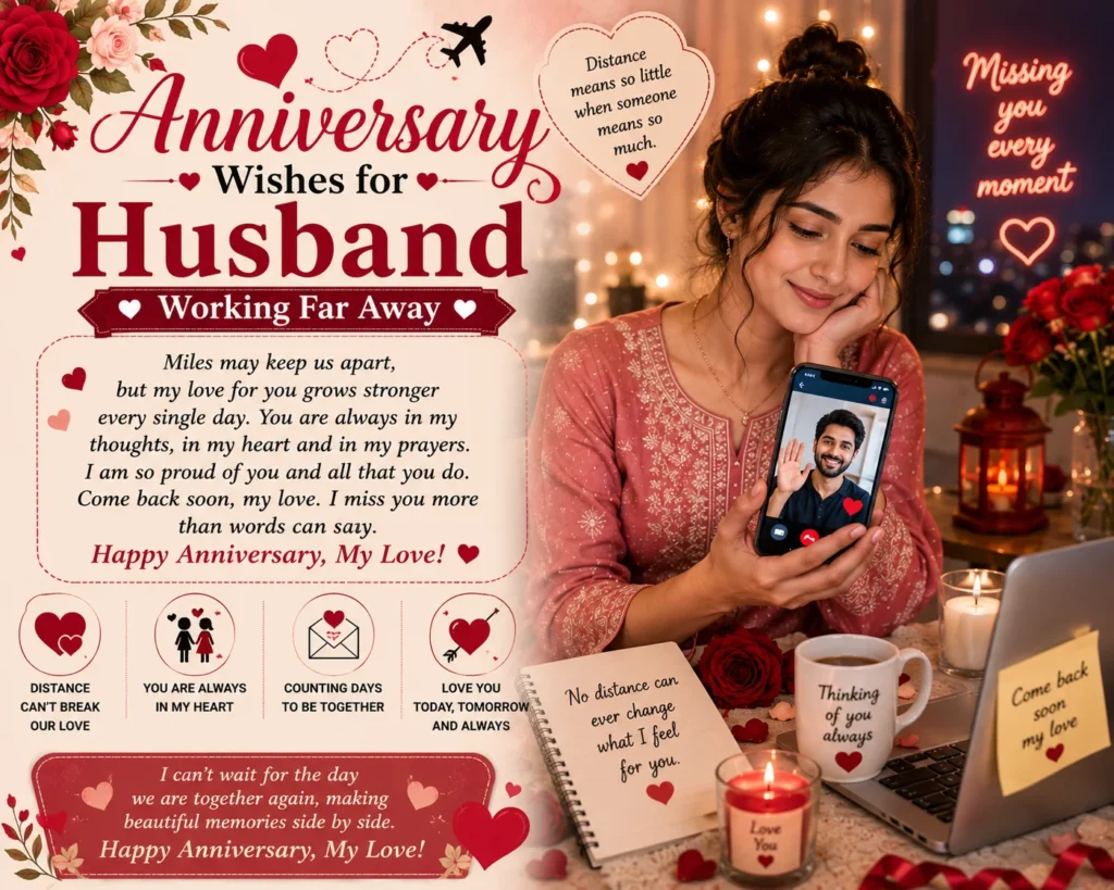 Anniversary Wishes for Husband Working Far Away