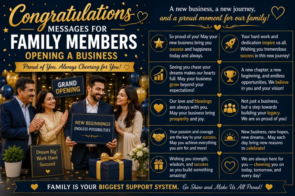 Congratulations Messages for Family Members Opening a Business