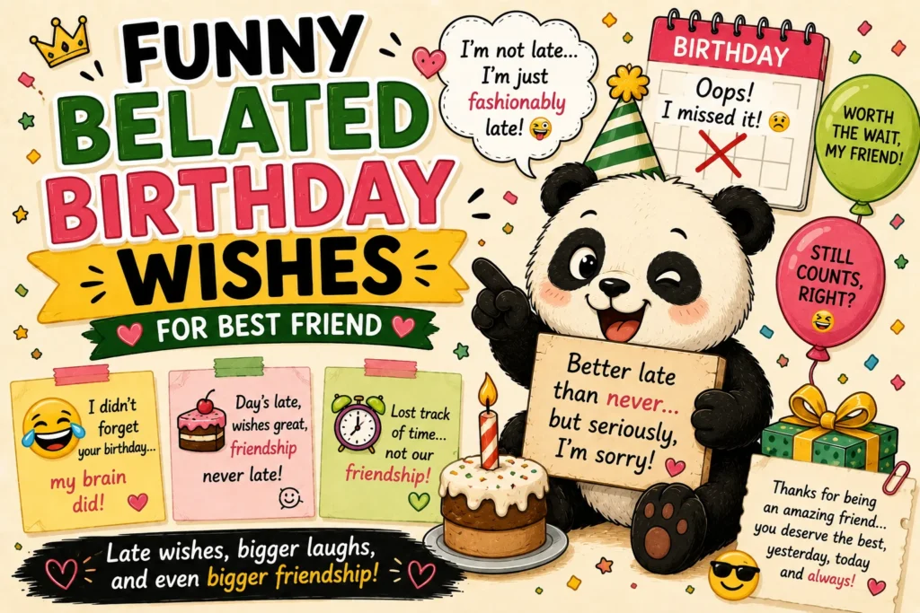 Funny Belated Birthday Wishes for Best Friend