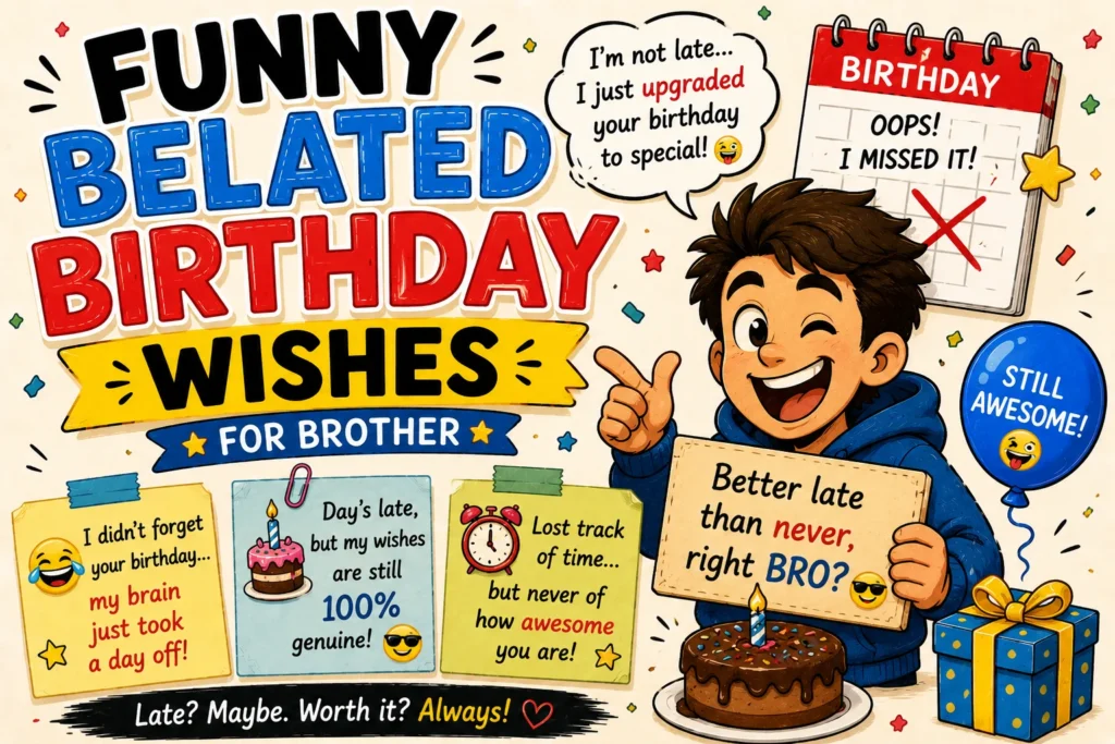 Funny Belated Birthday Wishes for Brother