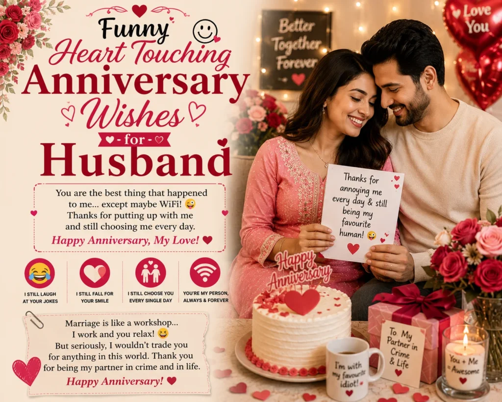 Funny Heart Touching Anniversary Wishes for Husband
