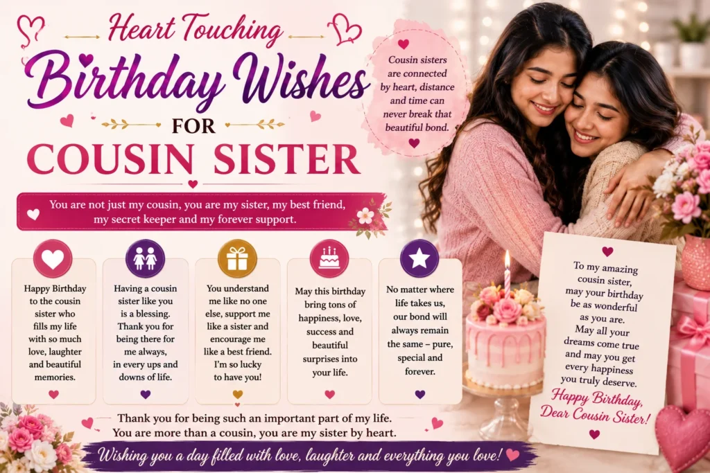 Heart Touching Birthday Wishes for Cousin Sister