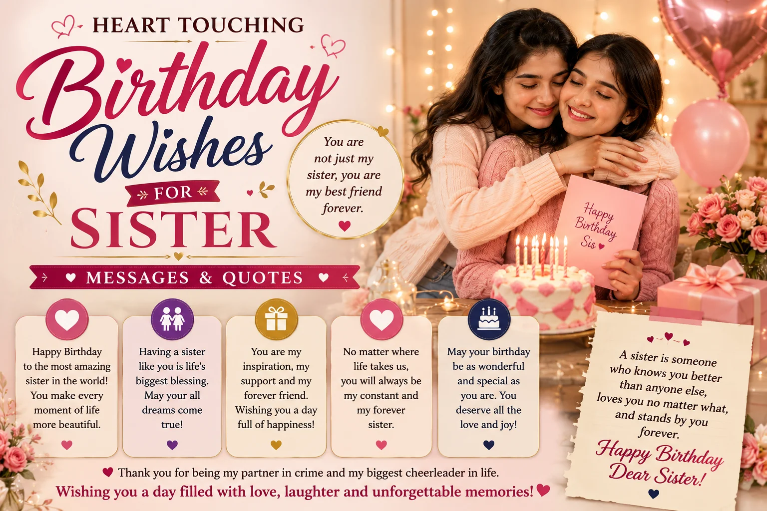 Heart Touching Birthday Wishes for Sister
