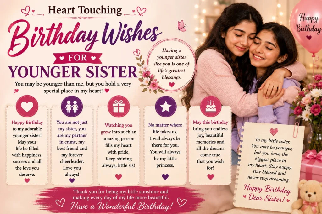 Heart Touching Birthday Wishes for Younger Sister