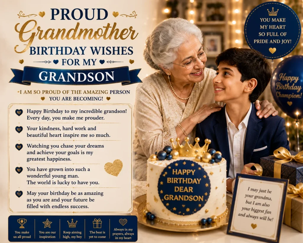Proud Grandmother Birthday Wishes for Grandson