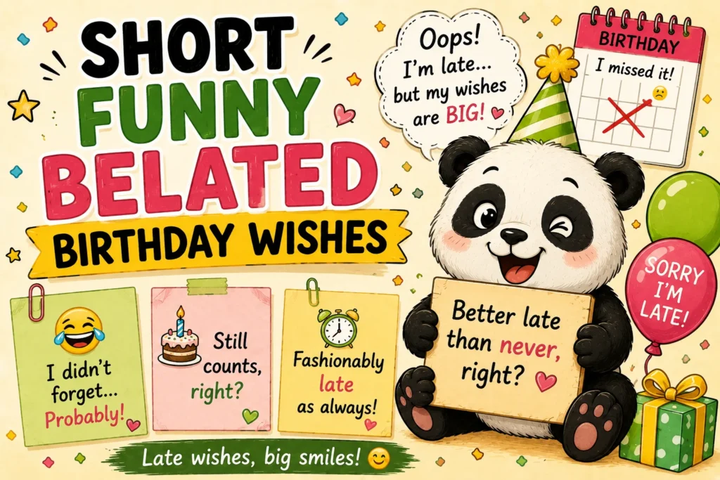 Short Funny Belated Birthday Wishes