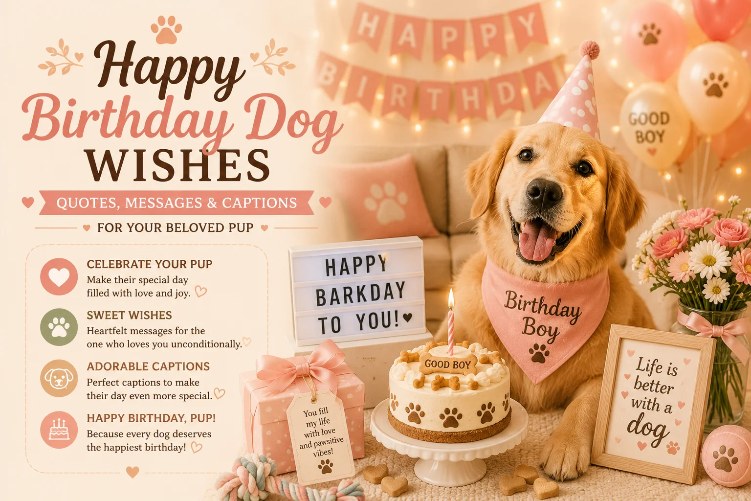 Happy Birthday Dog Wishes | Quotes, Messages & Captions for Your Beloved Pup