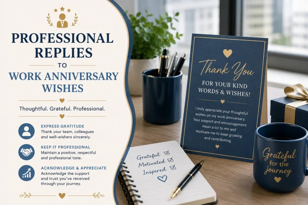 Professional Replies to Work Anniversary Wishes