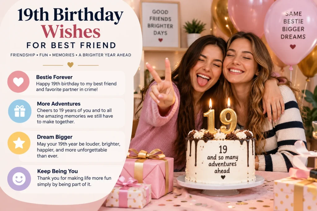 19th Birthday Wishes for Best Friend