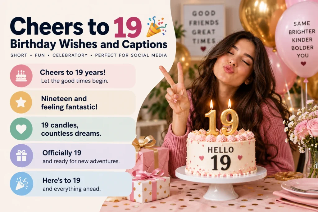 Cheers to 19 Birthday Wishes and Captions