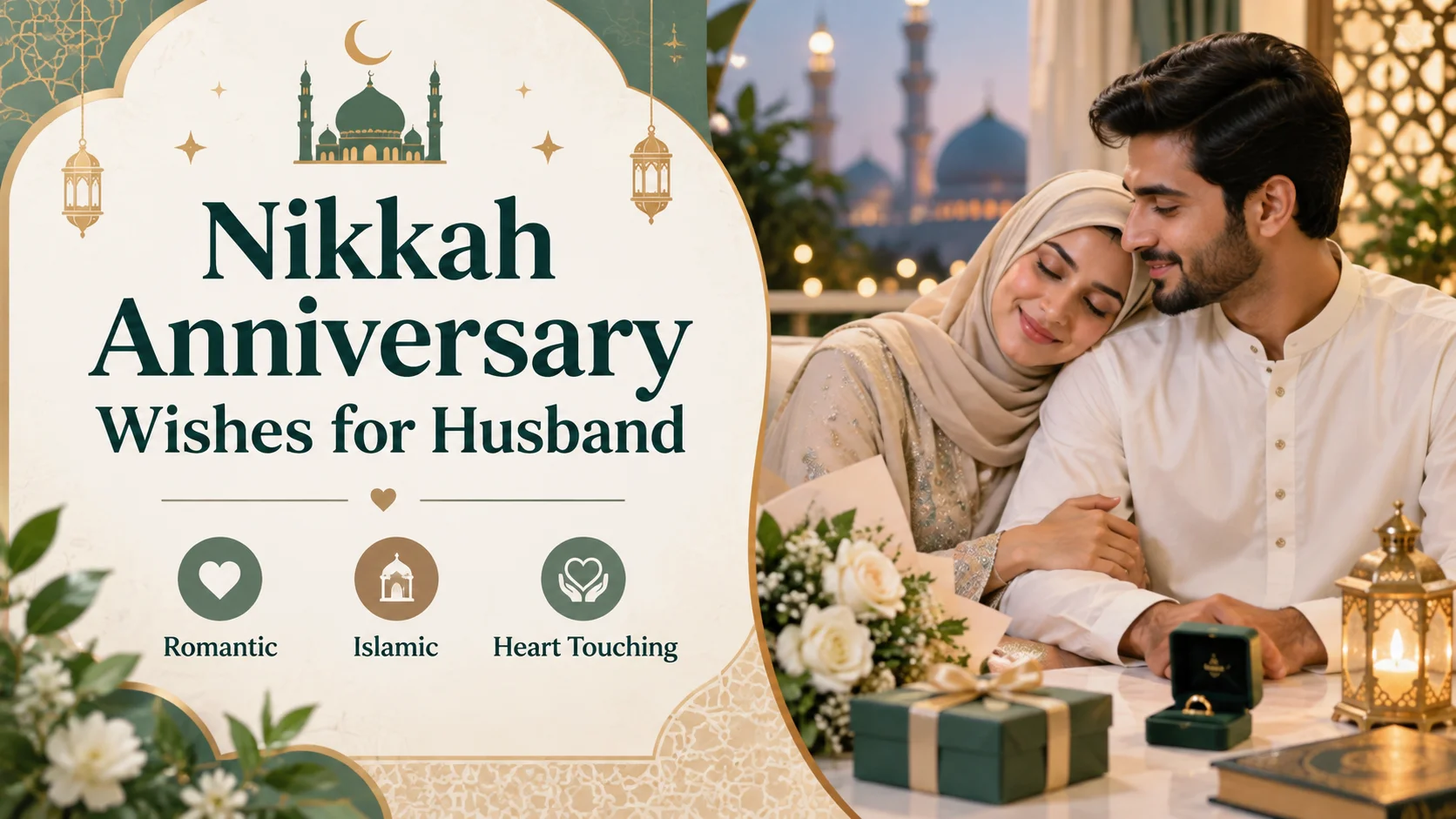 Nikkah Anniversary Wishes for Husband Romantic, Islamic & Heart Touching Messages