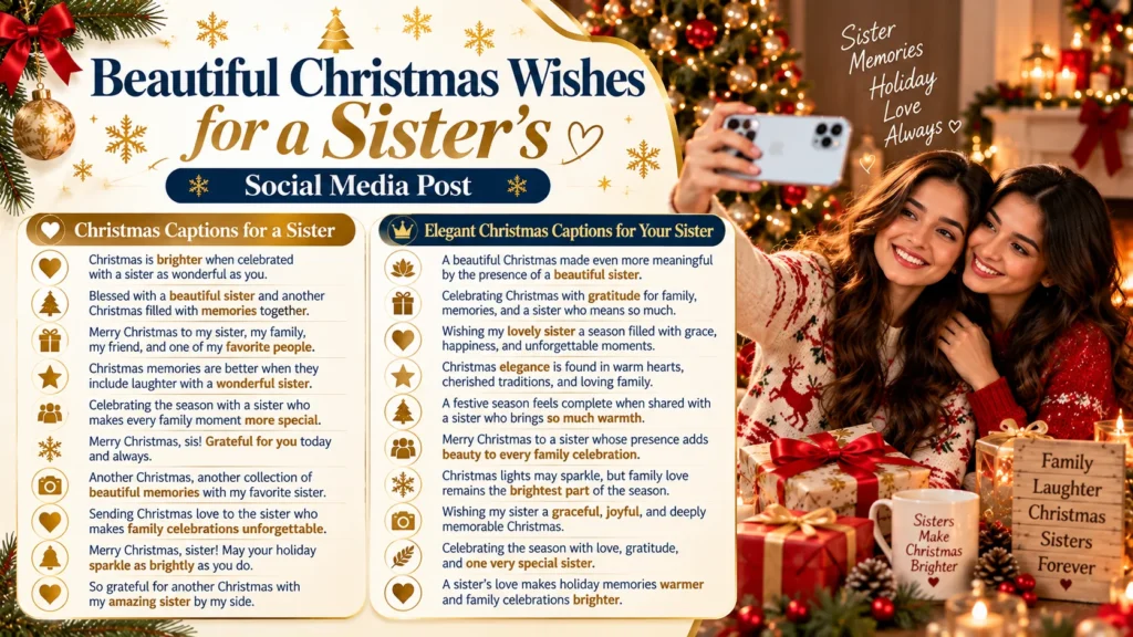 Beautiful Christmas Wishes for a Sister's Social Media Post