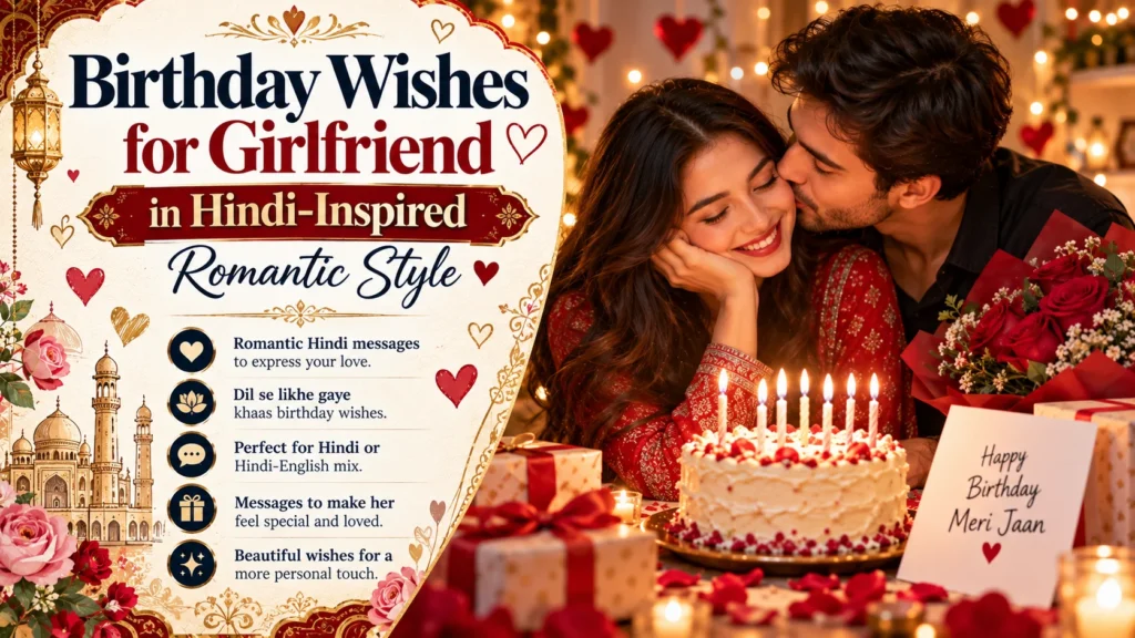 Birthday Wishes for Girlfriend in Hindi-Inspired Romantic Style