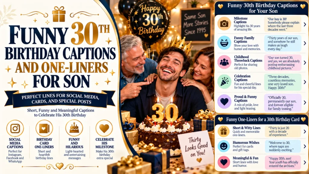 Funny 30th Birthday Captions and One-Liners for Son