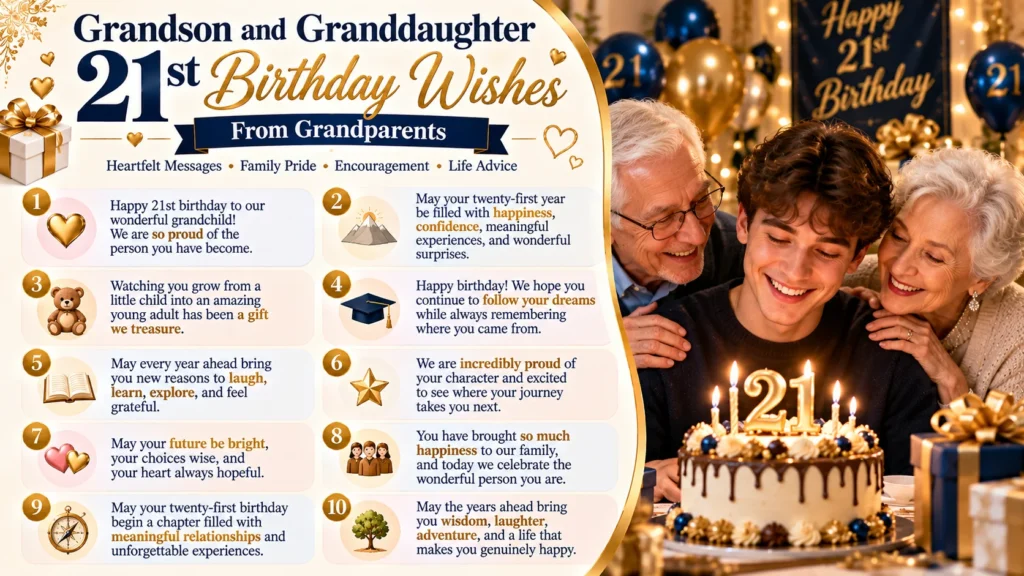 Grandson and Granddaughter 21st Birthday Wishes From Grandparents