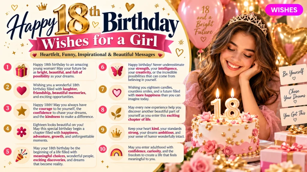 Happy 18th Birthday Wishes for a Girl