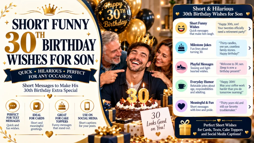Short Funny 30th Birthday Wishes for Son