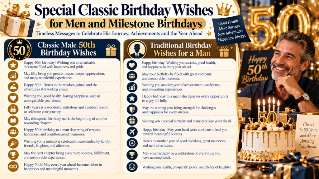 Special Classic Birthday Wishes for Men and Milestone Birthdays